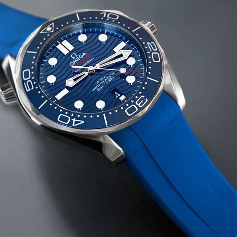 omega seamaster planet ocean blue rubber strap|Omega Seamaster original rubber strap.